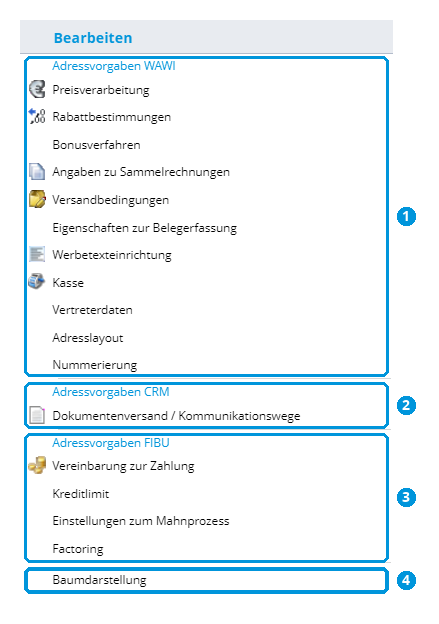 Abb. 60: Menü Bearbeiten einer Adressgruppe