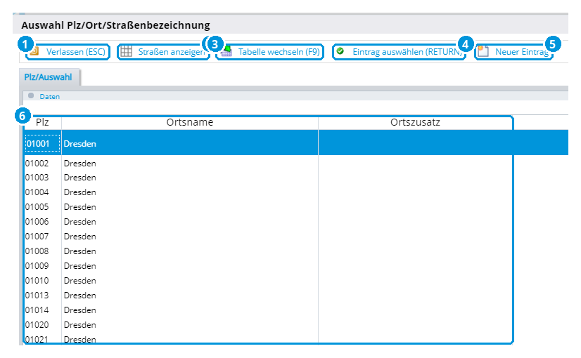 Abb. 55: Auswahl Plz/Ort/Straßenbezeichnung