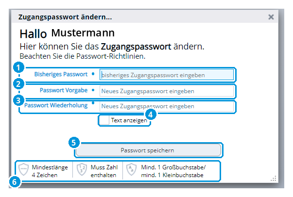 Abb. 14: Zugangspasswort ändern (Demo-Daten)