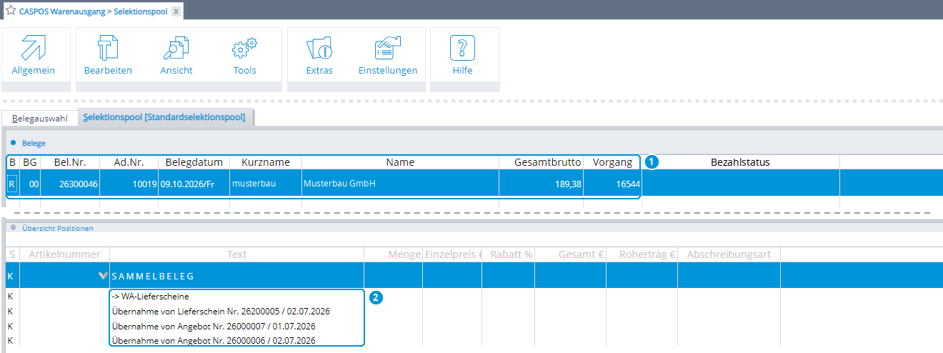 Abb. 110: Die fertige Sammelrechnung (Demo-Daten, gekürzt)