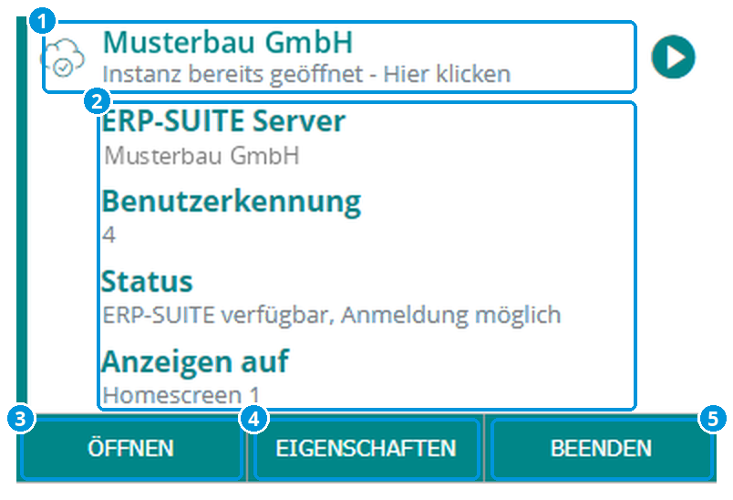 Abb. 2: Menü eines geöffneten Zugangs