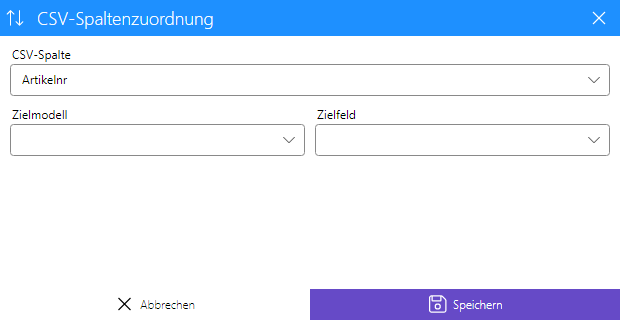 Spaltenzuordnungsdialog im Caspos Manager
