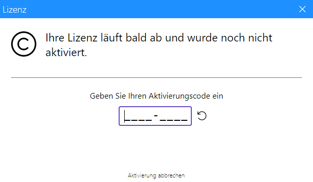Lizenzierungsdialog im Caspos Manager